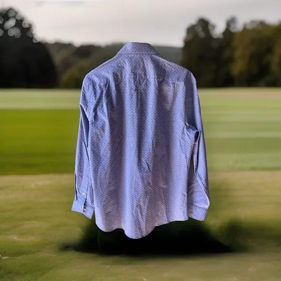 Ben Sherman Dress Shirt Mens Medium 15-15.5 32/33 Blue Button-Up Slim Stretch - Picture 2 of 11